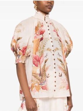 NEW ZIMMERMANN ascension billow blouse in cream & floral